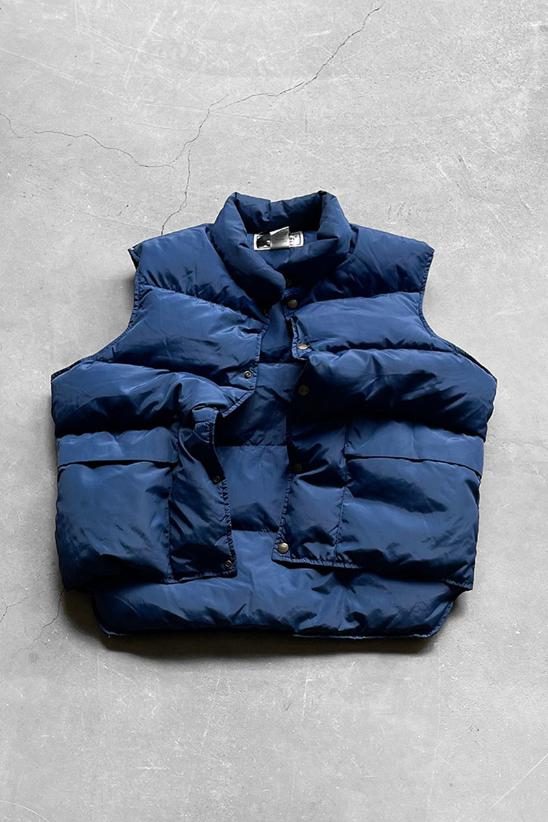 70-80'S GOOSE DOWN VEST / NAVY [SIZE: L USED]