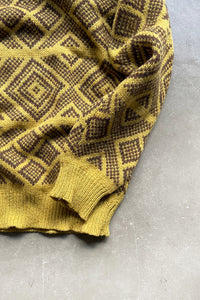 MADE IN ITALY 80'S SHETLAND WOOL KNIT SWEATER / YELLOW [SIZE: L USED]