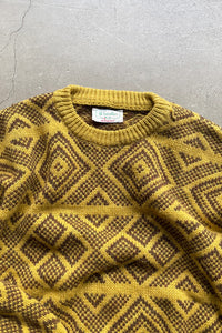 MADE IN ITALY 80'S SHETLAND WOOL KNIT SWEATER / YELLOW [SIZE: L USED]