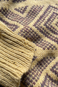 MADE IN ITALY 80'S SHETLAND WOOL KNIT SWEATER / YELLOW [SIZE: L USED]