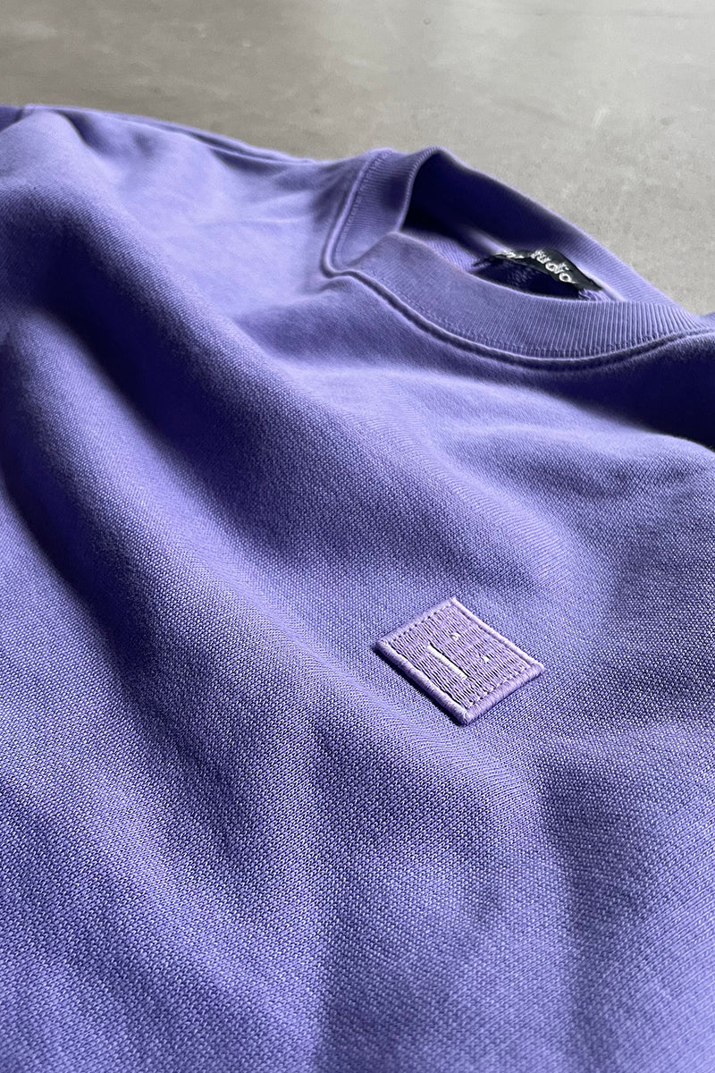 MADE IN PORTUGAL FACE LOGO PATCH SWEATSHIRT / PURPLE [SIZE: XS USED]