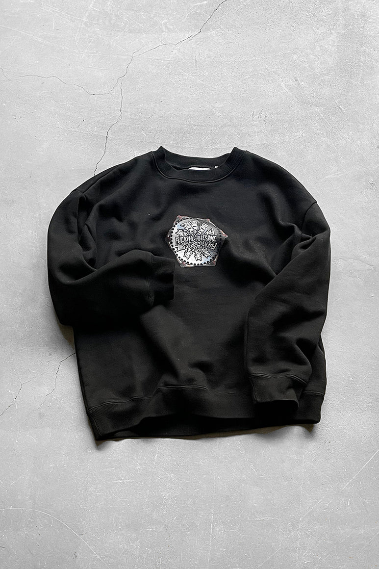 PRINT SWEATSHIRT / BLACK [SIZE: L USED]