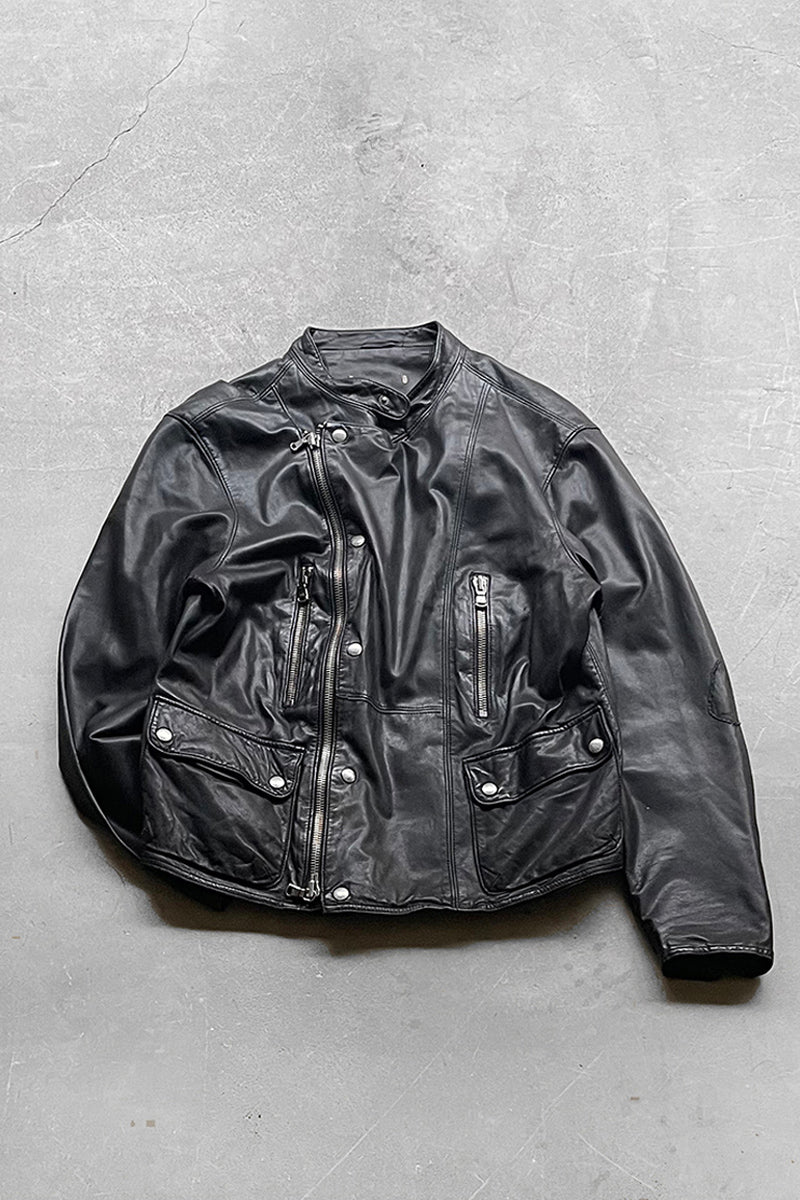 LAMB LEATHER RIDERS JACKET / BLACK [SIZE: M	 USED]