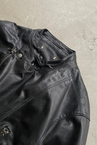 LAMB LEATHER RIDERS JACKET / BLACK [SIZE: M	 USED]