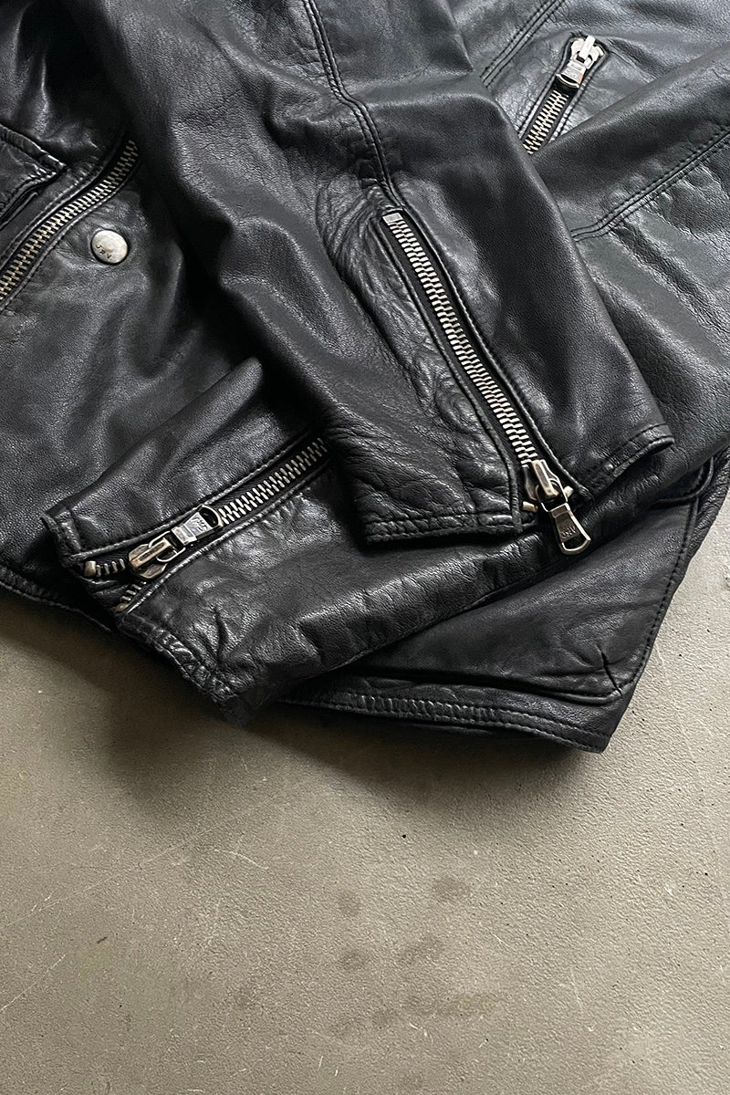 LAMB LEATHER RIDERS JACKET / BLACK [SIZE: M USED]