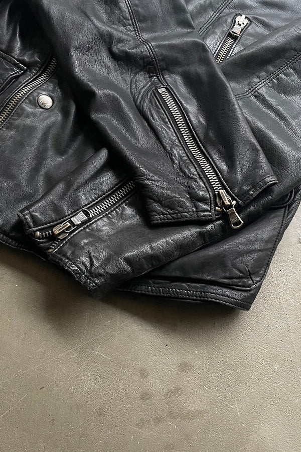 LAMB LEATHER RIDERS JACKET / BLACK [SIZE: M USED]