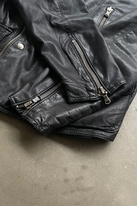 LAMB LEATHER RIDERS JACKET / BLACK [SIZE: M	 USED]