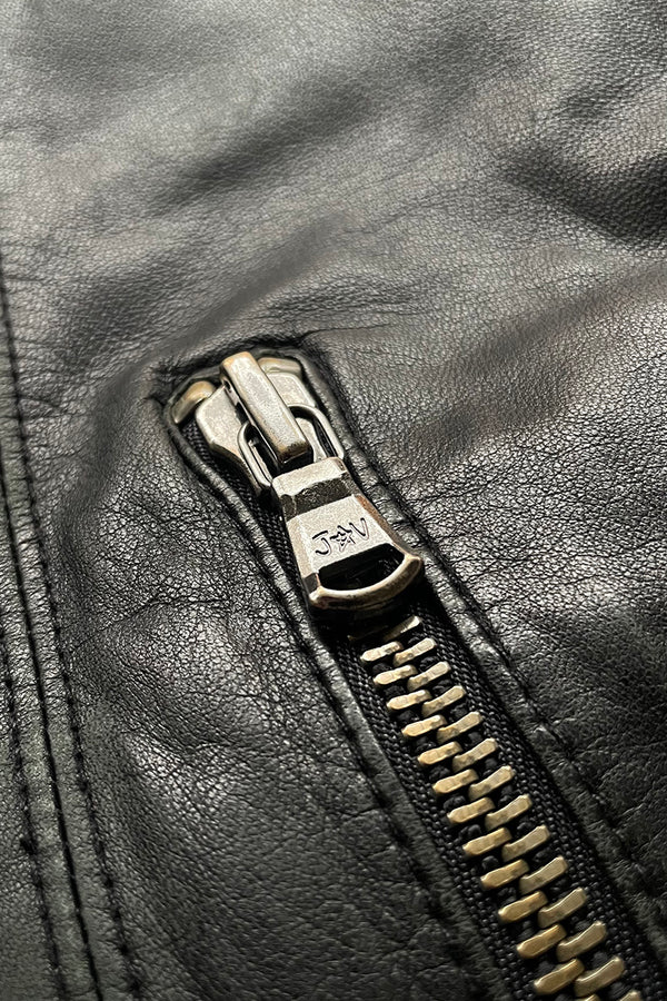 LAMB LEATHER RIDERS JACKET / BLACK [SIZE: M USED]