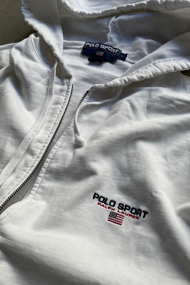 90'S ZIP SWEAT HOODIE / WHITE [SIZE: L USED]
