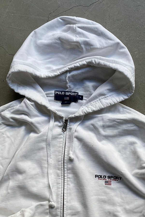90'S ZIP SWEAT HOODIE / WHITE [SIZE: L USED]