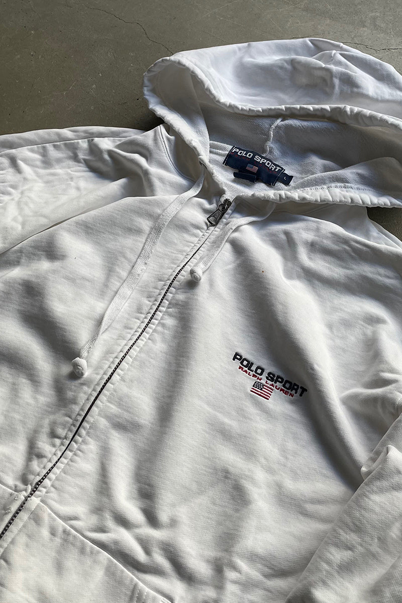 90'S ZIP SWEAT HOODIE / WHITE [SIZE: L USED]