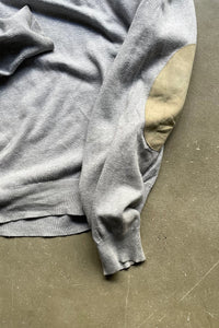 MADE IN ITALY 06'SS ELBOW PATCH V-NECK SWEATER / GRAY [SIZE: S USED]