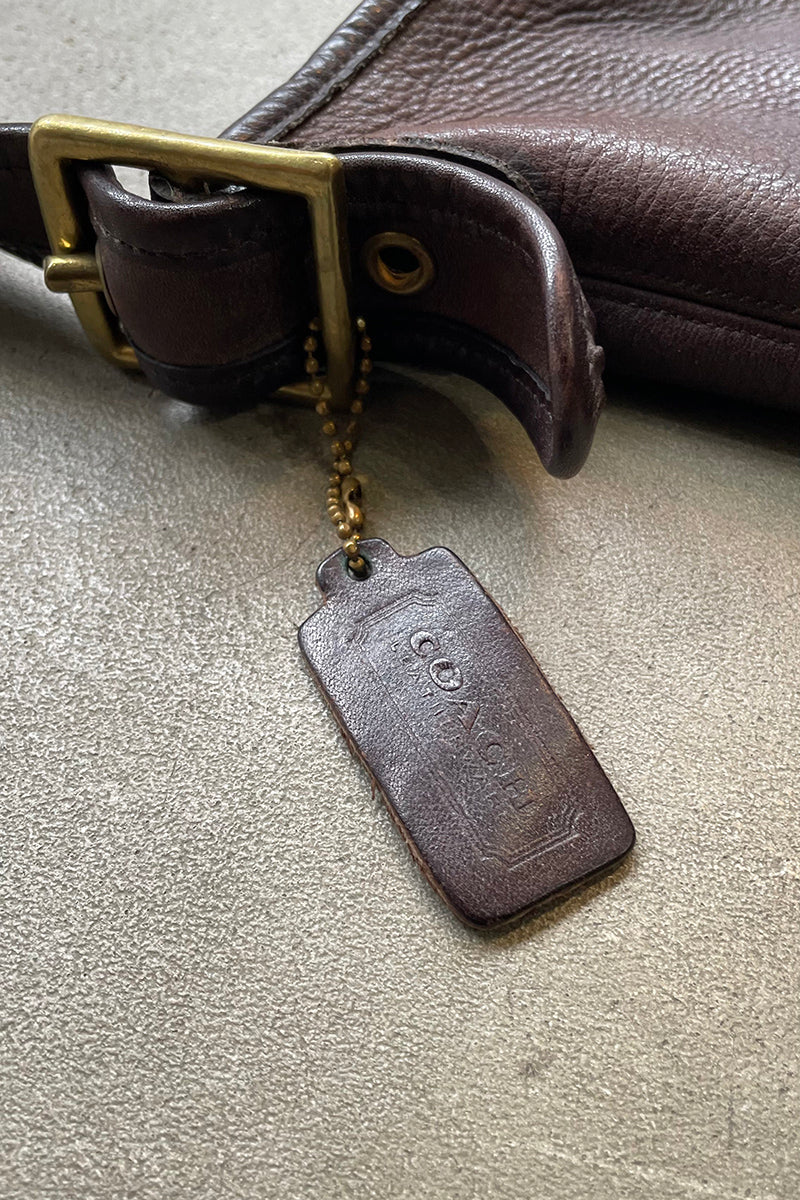 MADE IN USA 60s-70s LEATHER DUFFLE SHOULDER BAG AUTOMATIC TALON ZIP / BROWN [SIZE: ONE SIZE USED]