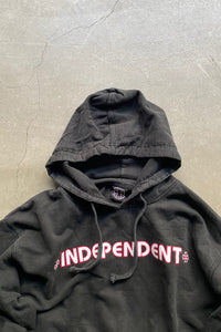 Y2K EARLY 00'S BACK LOGO PRINT SWEAT HOODIE / BLACK [SIZE: L USED]