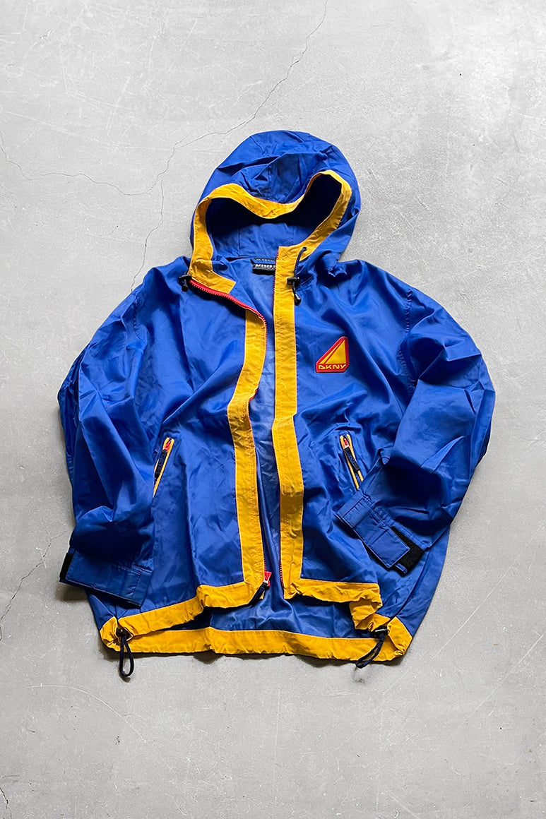 90'S ZIP NYLON HOODIE JACKET / BLUE [SIZE: XL USED]