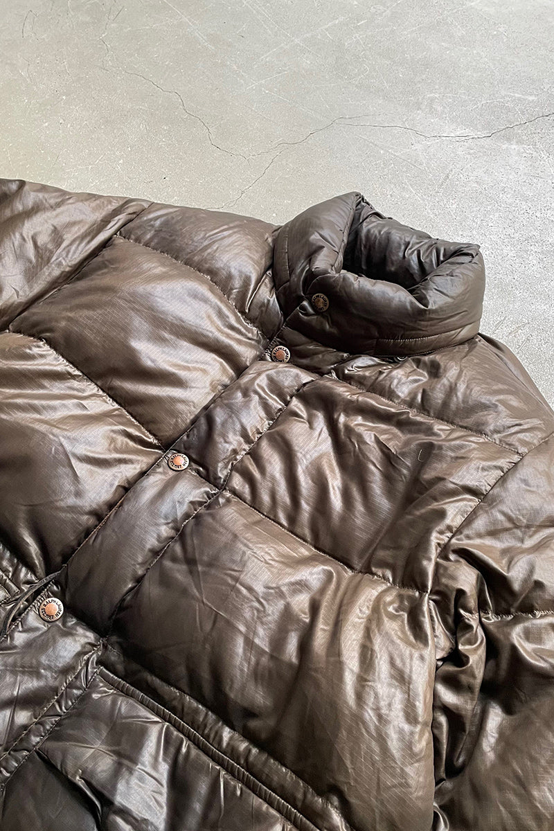 90'S EXCLUSIVE OF DECORATION RIPSTOP NYLON DOWN JACKET / BROWN [SIZE: M USED]