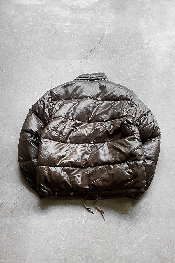 90'S EXCLUSIVE OF DECORATION RIPSTOP NYLON DOWN JACKET / BROWN [SIZE: M USED]