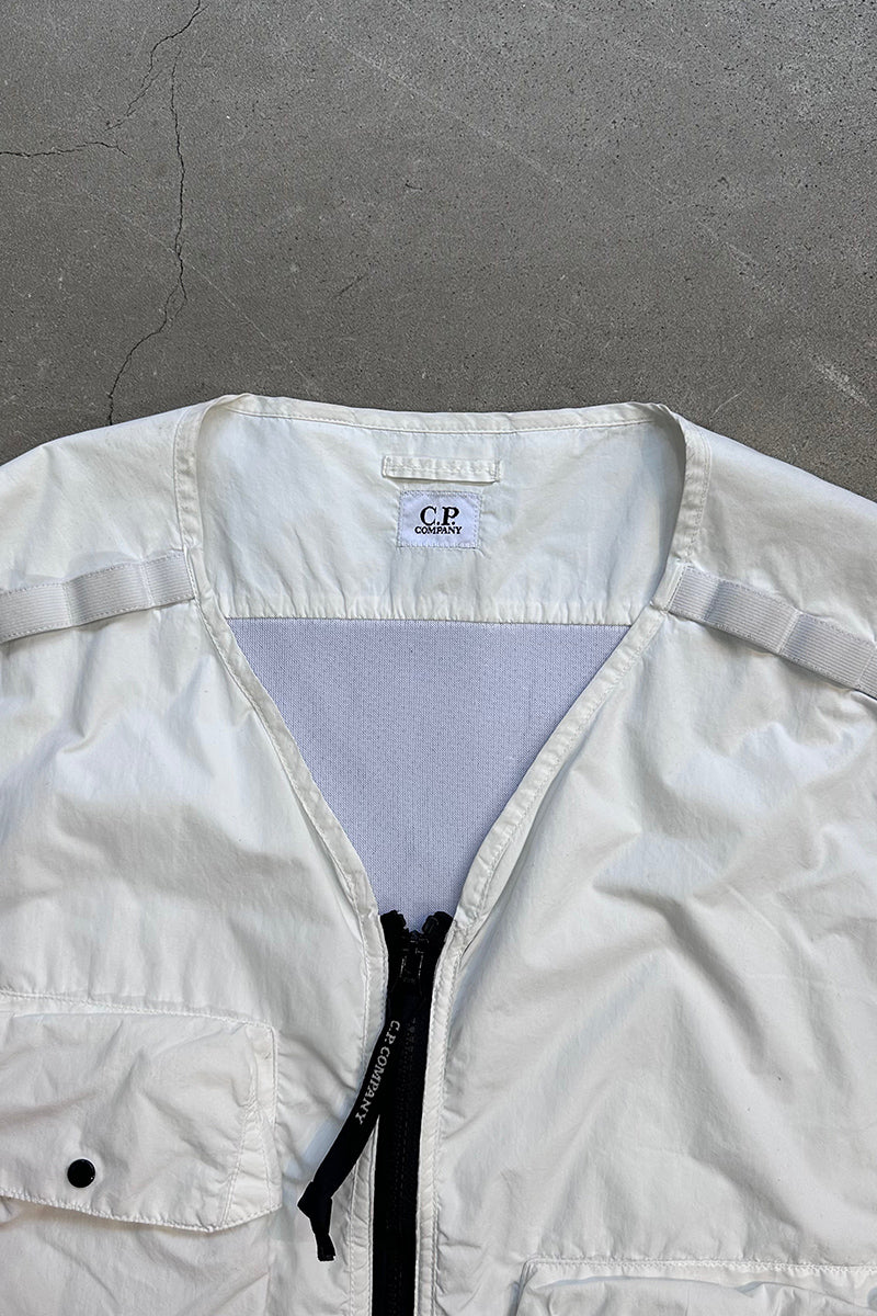 DOUBLE ZIP FLAT NYLON VEST / WHITE [SIZE: M USED]