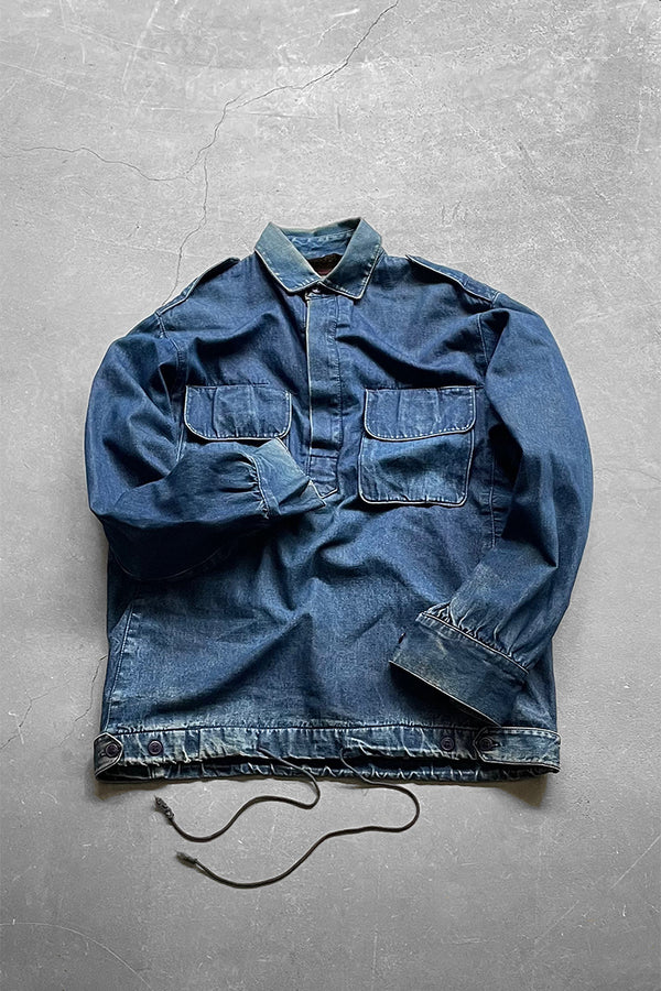 MADE IN BRITISH CROWN (UK) 80'S PULLOVER DENIM SHIRT JACKET / INDIGO [SIZE: M USED]
