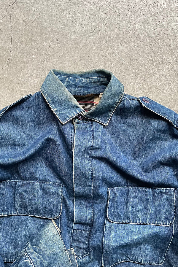 MADE IN BRITISH CROWN (UK) 80'S PULLOVER DENIM SHIRT JACKET / INDIGO [SIZE: M USED]