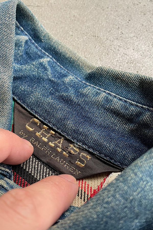 MADE IN BRITISH CROWN (UK) 80'S PULLOVER DENIM SHIRT JACKET / INDIGO [SIZE: M USED]