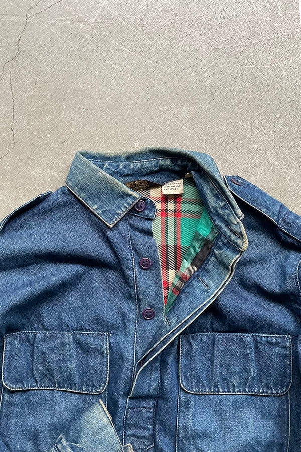 MADE IN BRITISH CROWN (UK) 80'S PULLOVER DENIM SHIRT JACKET / INDIGO [SIZE: M USED]