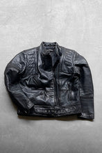 画像をギャラリービューアに読み込む, 80&#39;S MOTORCYCLE LEATHER JACKET/ BLACK [SIZE: 40 USED]
