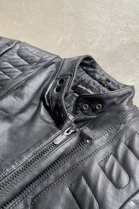 80'S MOTORCYCLE LEATHER JACKET/ BLACK [SIZE: 40 USED]