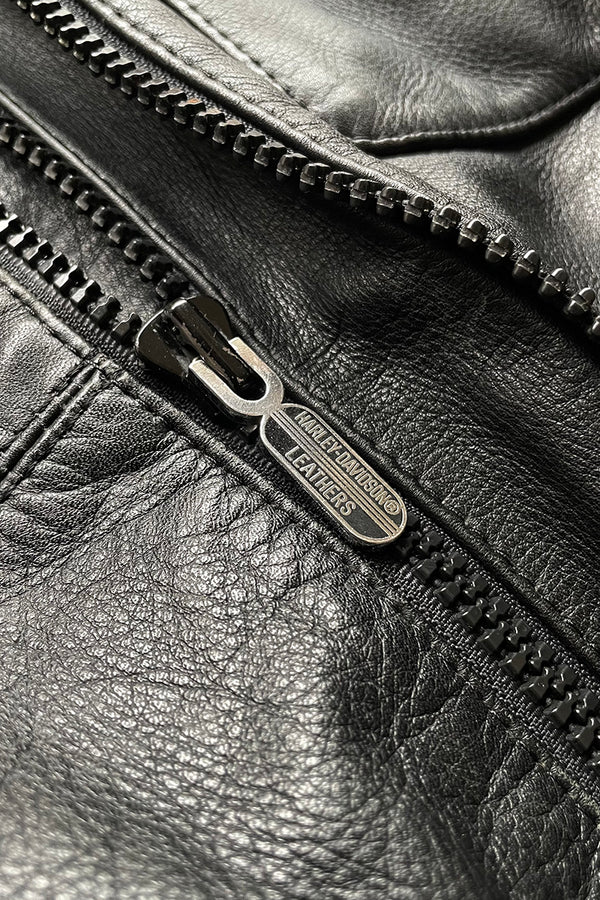 80'S MOTORCYCLE LEATHER JACKET/ BLACK [SIZE: 40 USED]
