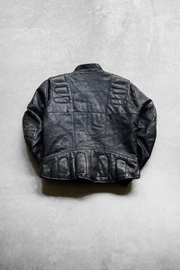 80'S MOTORCYCLE LEATHER JACKET/ BLACK [SIZE: 40 USED]