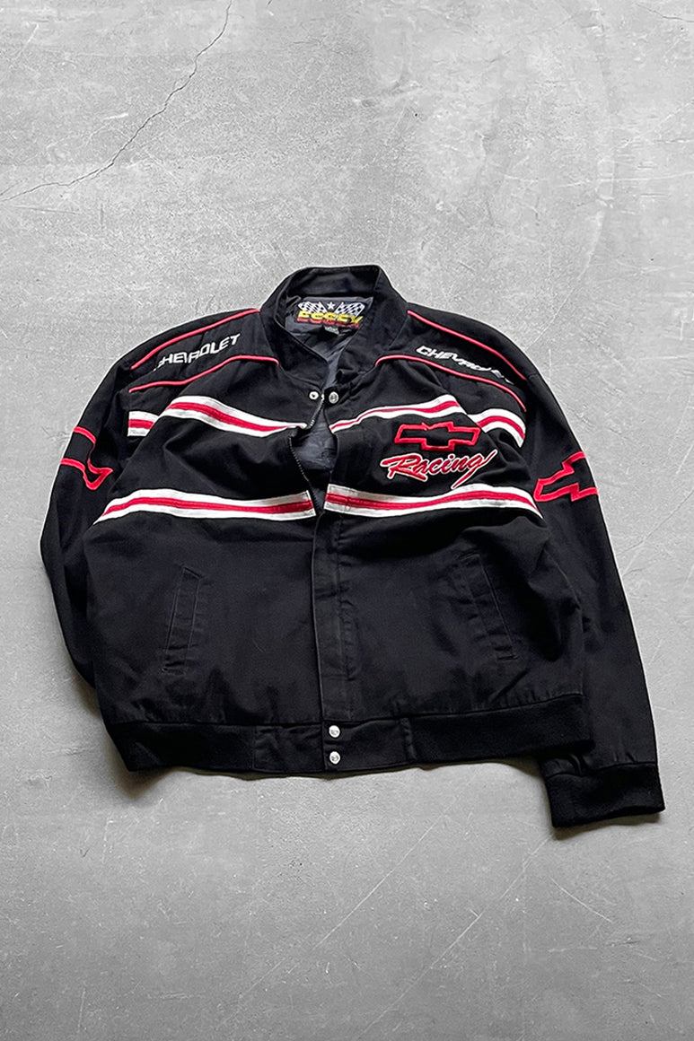 90'S CHEVROLET RACING JACKET / BLACK [SIZE: L USED]