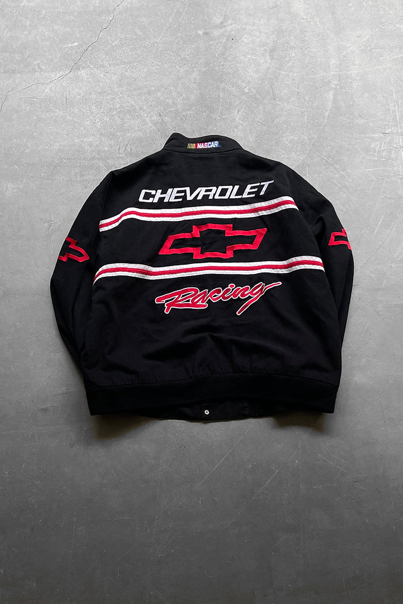 90'S CHEVROLET RACING JACKET / BLACK [SIZE: L USED]