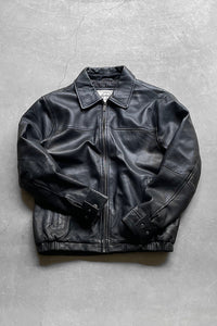 NEW ZEALAND LAMB ZIP LEATHER JACKET/ BLACK [SIZE: S USED]