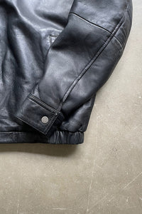 NEW ZEALAND LAMB ZIP LEATHER JACKET/ BLACK [SIZE: S USED]