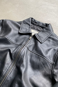 NEW ZEALAND LAMB ZIP LEATHER JACKET/ BLACK [SIZE: S USED]