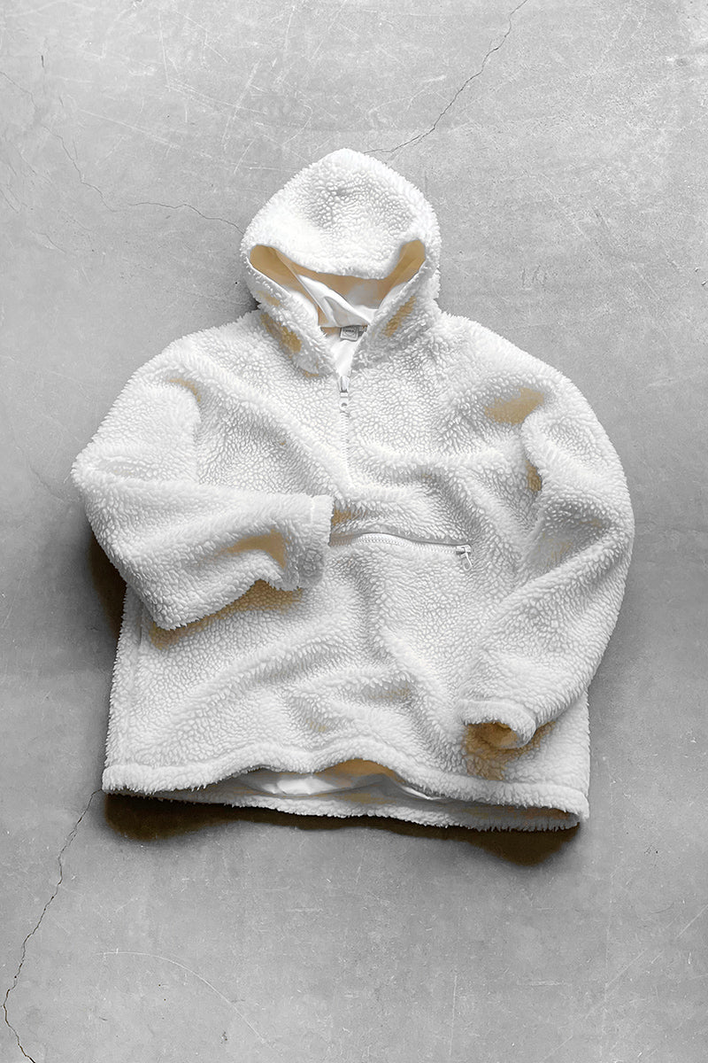 MADE IN USA FLEECE HOODIE JACKET / WHITE [SIZE: 1 USED]