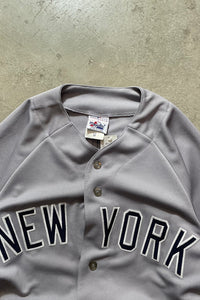 90'S NY YANKEES 13 BASEBALL SHIRT / GRAY [SIZE: M USED]