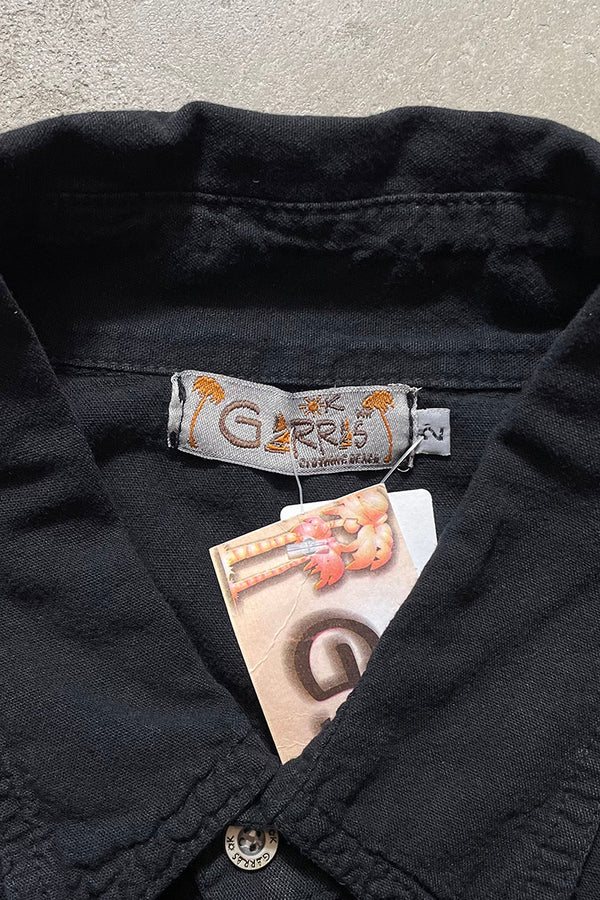 90's S/S EMBROIDERY DESIGN SHIRT / BLACK [SIZE: XL DEADSTOCK/NOS]