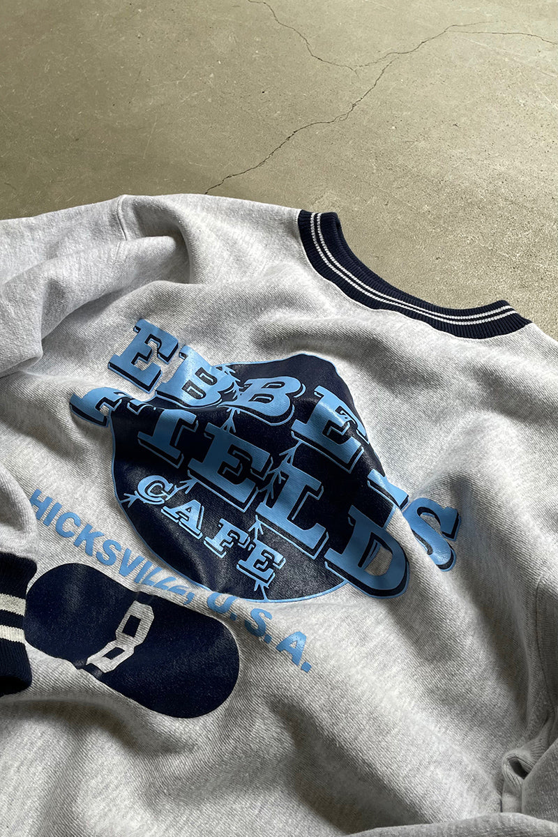 MADE IN USA 90'S REVERSE WEAVE EBBETS FIELD CAFE SWEATSHIRT / GRAY [SIZE: XL USED]