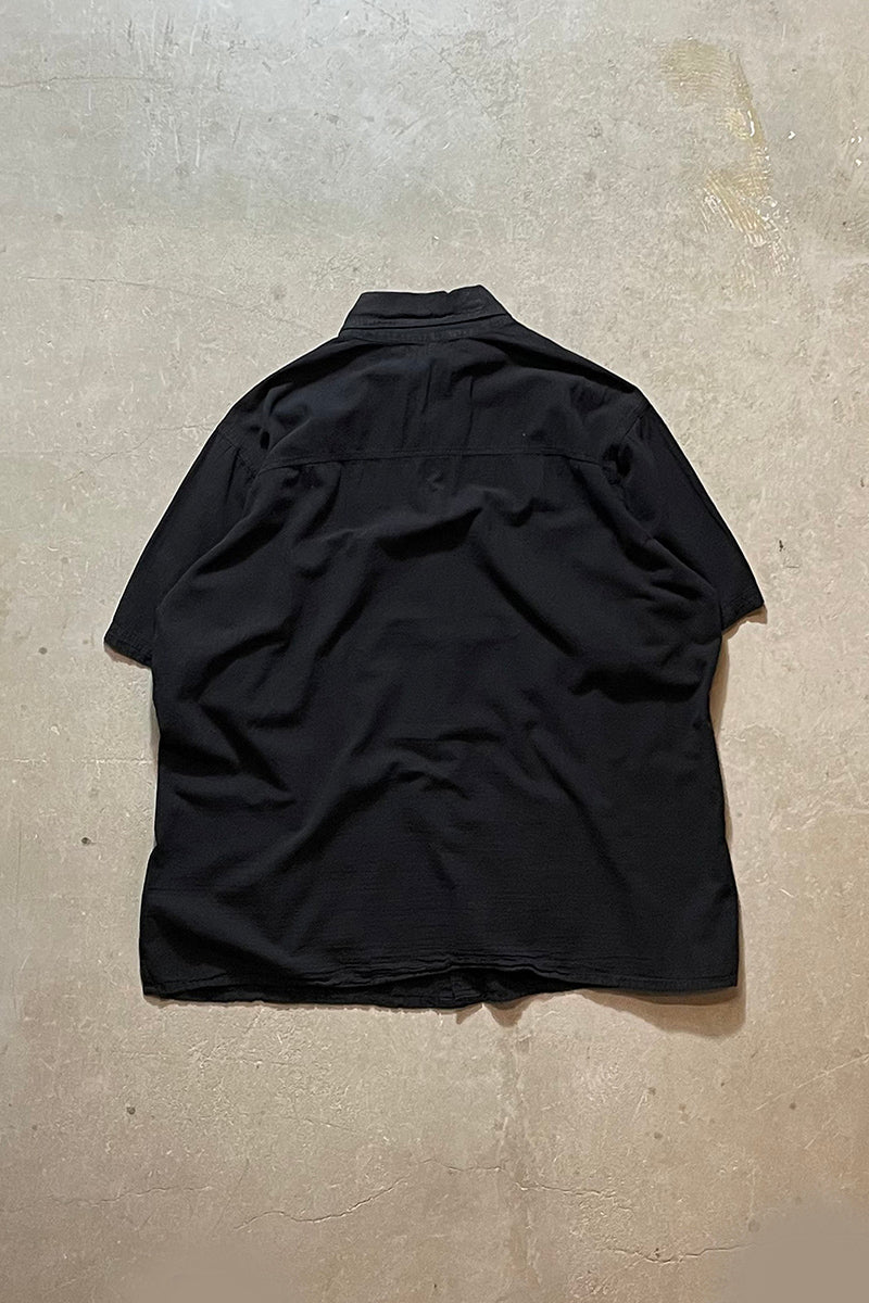 90's S/S EMBROIDERY DESIGN SHIRT / BLACK [SIZE: XL DEADSTOCK/NOS]