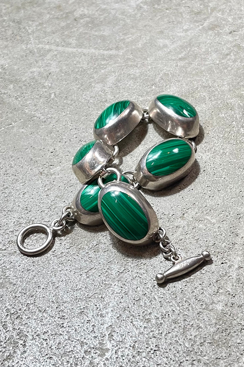 MADE IN MEXICO 925 SILVER BRACELET W/MALACHITE / SILVER [SIZE: ONE SIZE USED]