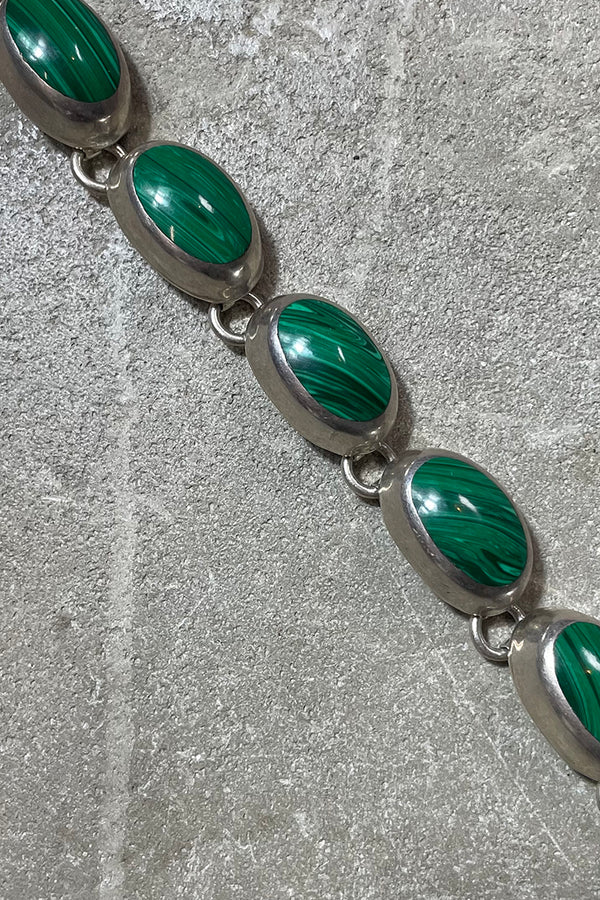 MADE IN MEXICO 925 SILVER BRACELET W/MALACHITE / SILVER [SIZE: ONE SIZE USED]
