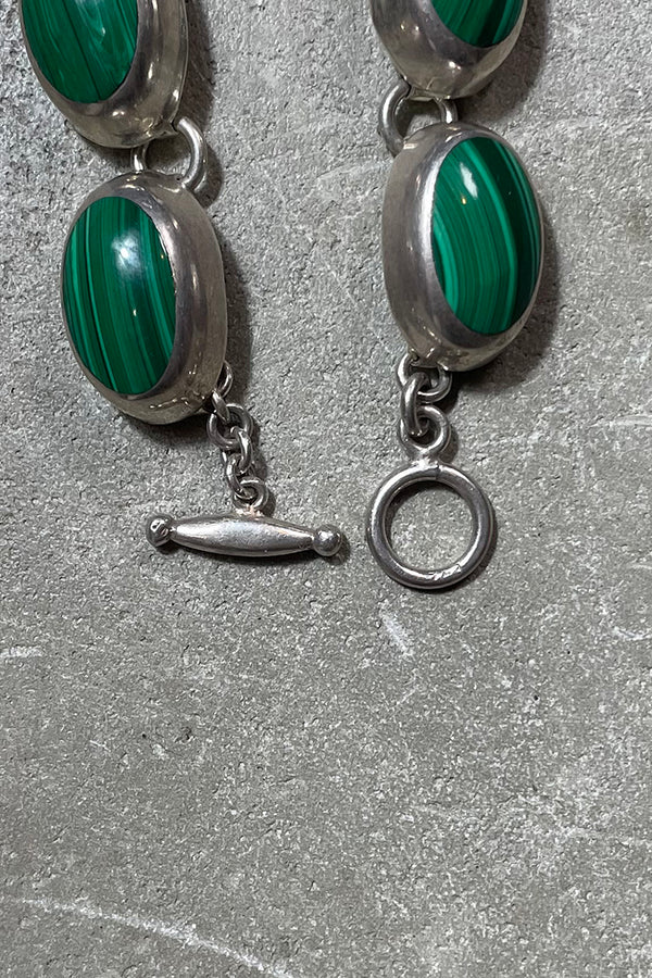 MADE IN MEXICO 925 SILVER BRACELET W/MALACHITE / SILVER [SIZE: ONE SIZE USED]