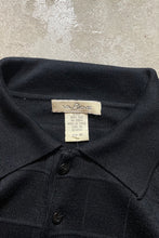 画像をギャラリービューアに読み込む, 90&#39;S L/S CHECK DESIGN SILK KNIT POLO SHIRT / BLACK [SIZE: M USED]
