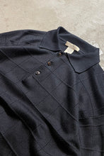 画像をギャラリービューアに読み込む, 90&#39;S L/S CHECK DESIGN SILK KNIT POLO SHIRT / BLACK [SIZE: M USED]
