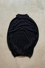 画像をギャラリービューアに読み込む, 90&#39;S L/S CHECK DESIGN SILK KNIT POLO SHIRT / BLACK [SIZE: M USED]
