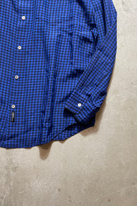 90'S L/S SHADOW GINGHAM CHECK SHIRT / BLACK [SIZE: S USED]