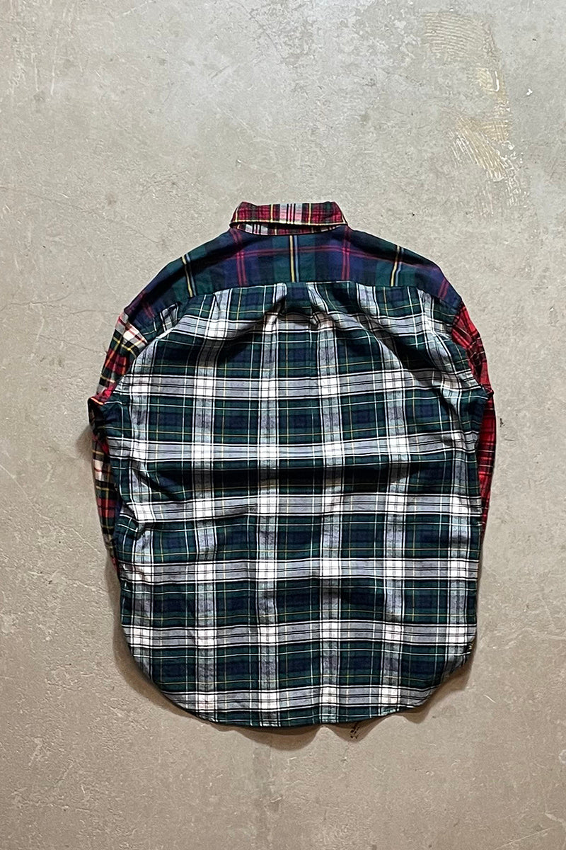 L/S EMBROIDERY DESIGN COTTON FLANNEL CHECK SHIRT / CHECK [SIZE: M USED]