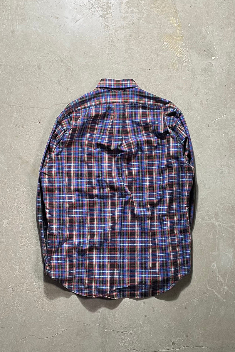 90'S L/S BD CHECK SHIRT / BLUE [SIZE: L USED]