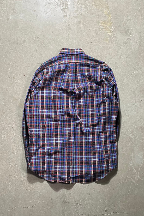 90'S L/S BD CHECK SHIRT / BLUE [SIZE: L USED]